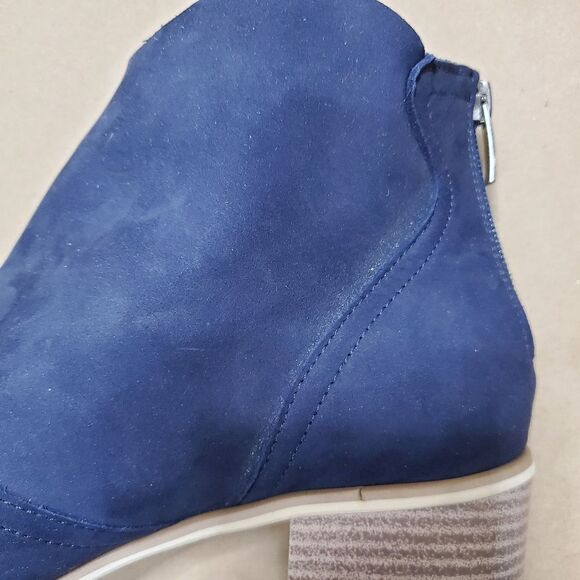 Navy Suede Block Heel Ankle Boot - Picture 13 of 16